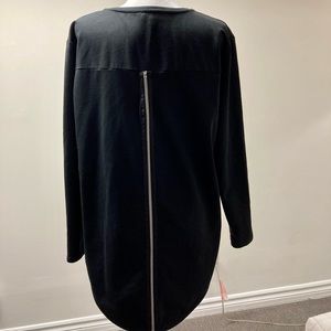 High-low Black Top with Back Zipper - Size L